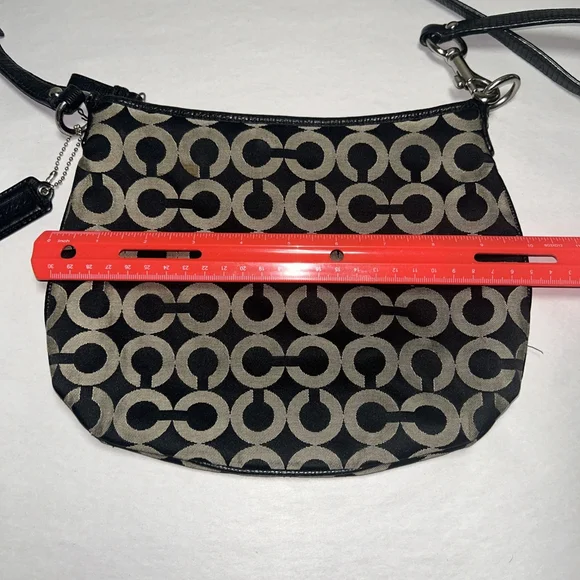 Coach Madison Crossbody Op Art Black & Gold Purse - Flawed - Picture 3 of 9